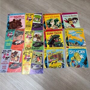 Vintage children’s storybooks and 45 records